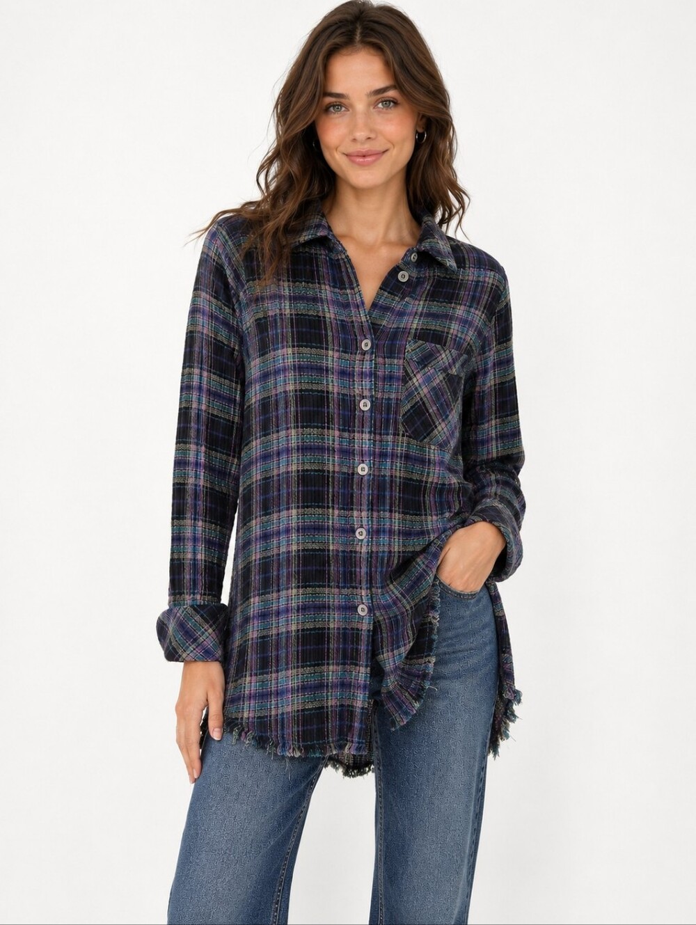 Free People Juniper Ridge Black Button Down Size XS